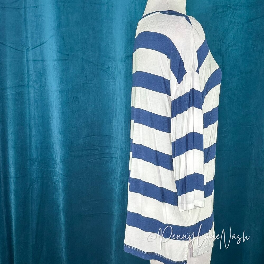 Banana Republic Striped Relaxed Pocket Tee XS Navy/White - Picture 8 of 10